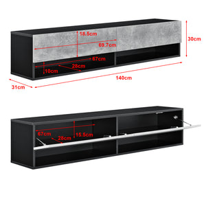 Mobile Porta TV Halmstad da Parete con Ante a Ribalta 140 x 31 x 30 cm [en.casa]