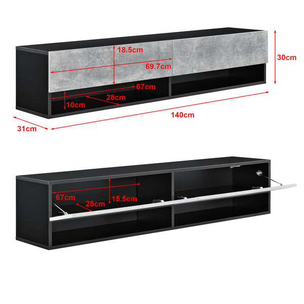 Mobile Porta TV Halmstad da Parete con Ante a Ribalta 140 x 31 x 30 cm [en.casa]