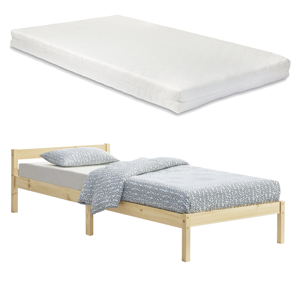 Letto in legno Nakkila vari colori e dimensioni con materasso in schiuma fredda en.casa - premiumXL