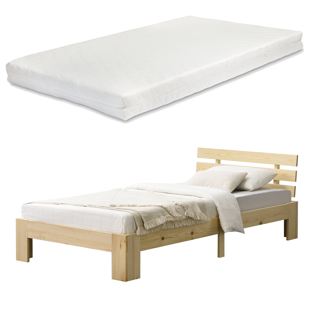 Letto in legno Nivala con materasso in schiuma fredda, diversi colori e dimensioni en.casa - premiumXL