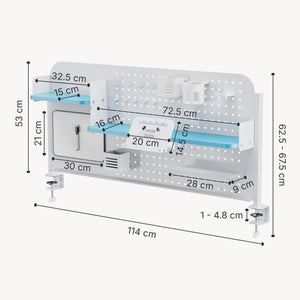 Organizer da scrivania da agganciare Sauda 114x68 cm acciaio [en.casa]