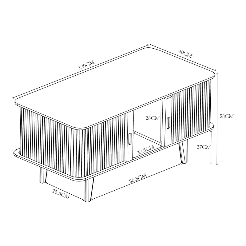 Schizzo in scala Mobile TV Tysvær 120x40x58 cm [en.casa]