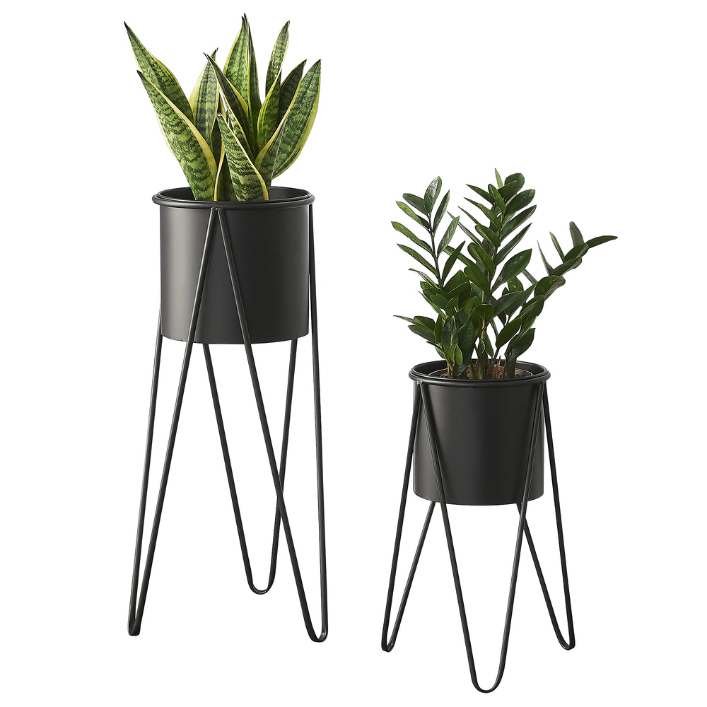 Supporto per piante Hedera set da 2 in metallo nero [en.casa] - premiumXL