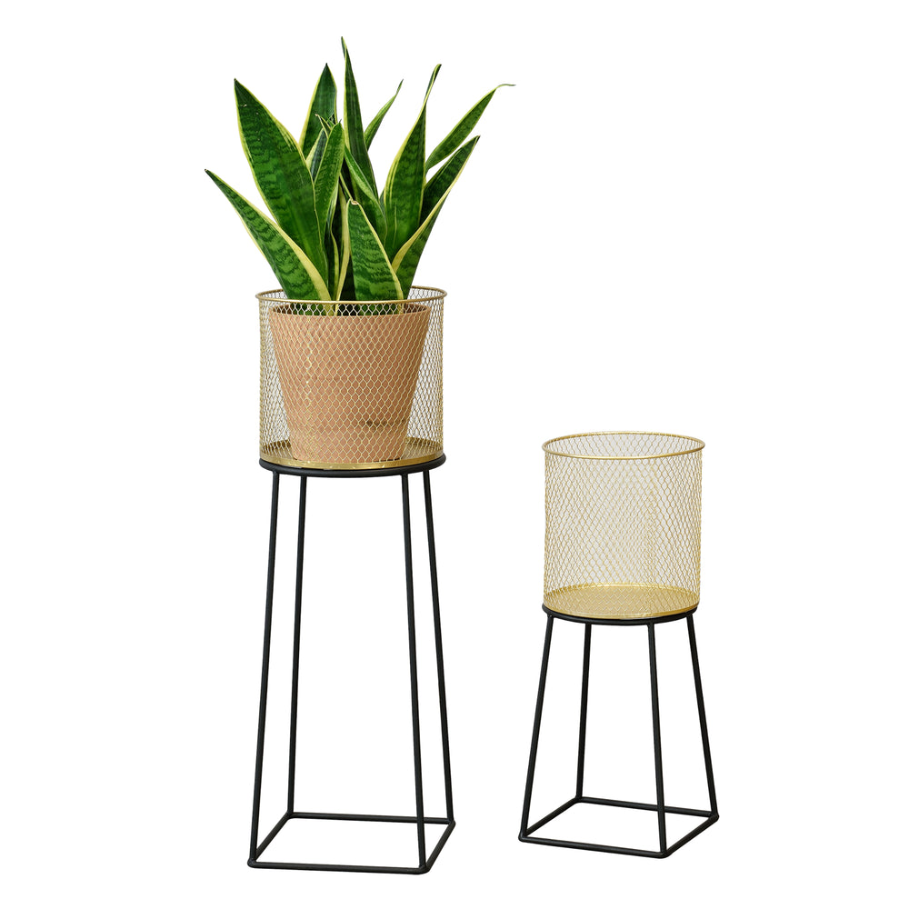 Supporto per vaso da fiori Meise 2 pz. Nero-Oro en.casa