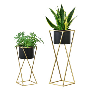 Supporto per vaso Mons 2 pezzi nero - dorato en.casa - premiumXL