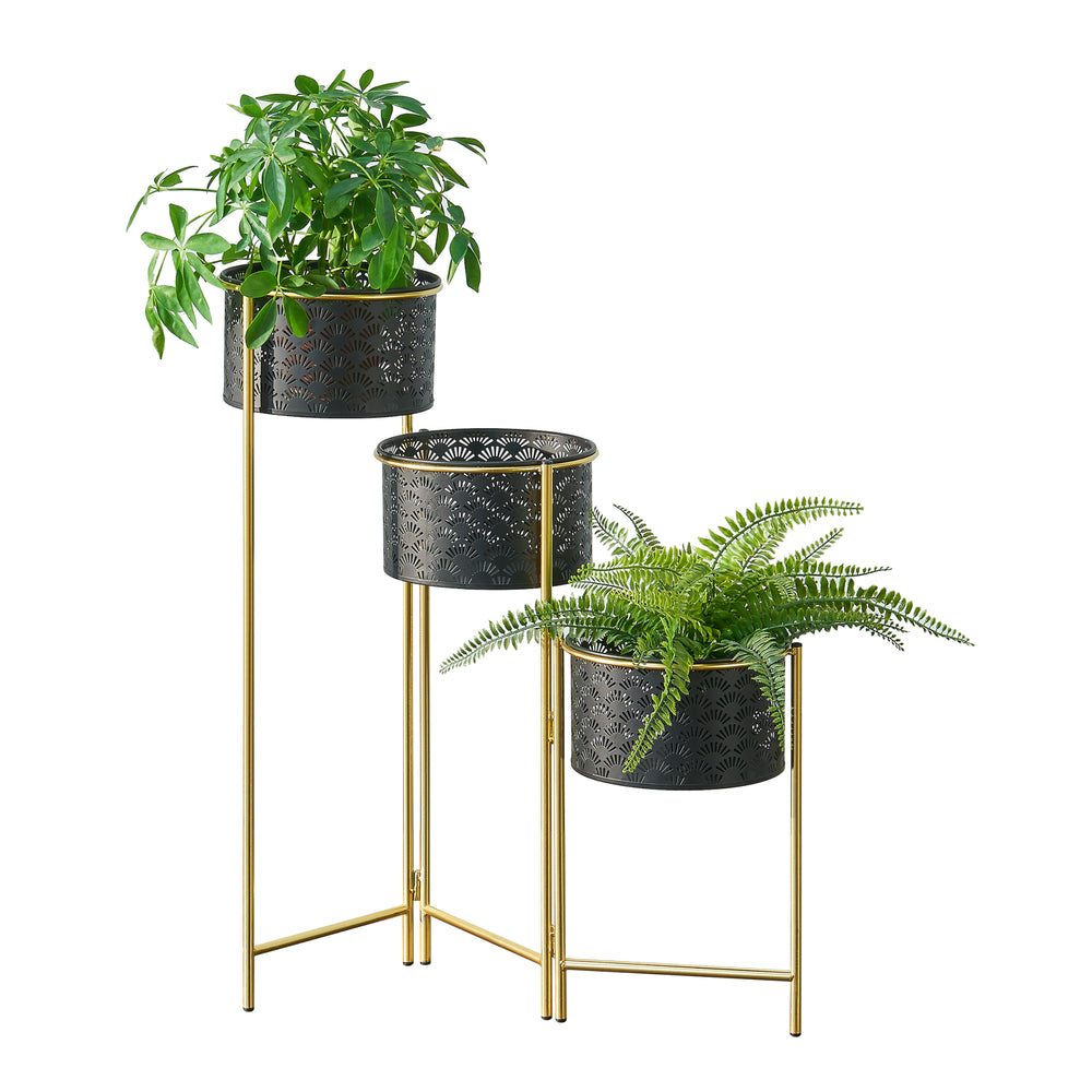 Portafiori Kieldrecht 3 pz. ottone nero [en.casa] - premiumXL