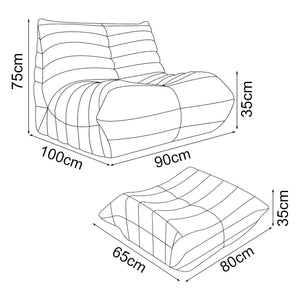 Set Kodsø di Poltrona Bassa e Pouf Poggiapiedi Imbottiti [en.casa]