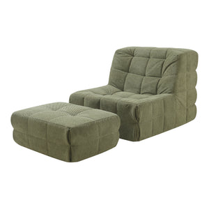 Set Koskyvn di Poltrona Bassa e Pouf Poggiapiedi Imbottiti [en.casa]
