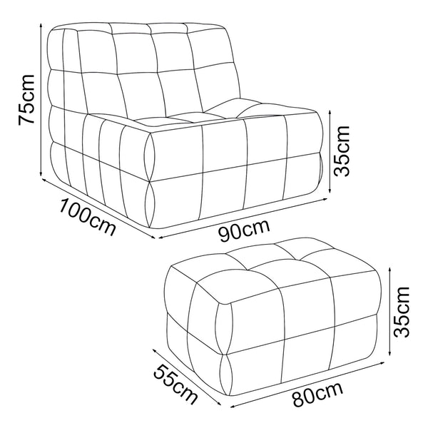 Set Koskyvn di Poltrona Bassa e Pouf Poggiapiedi Imbottiti [en.casa]
