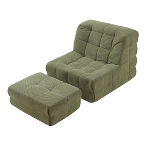 Set Koskyvn di Poltrona Bassa e Pouf Poggiapiedi Imbottiti [en.casa]