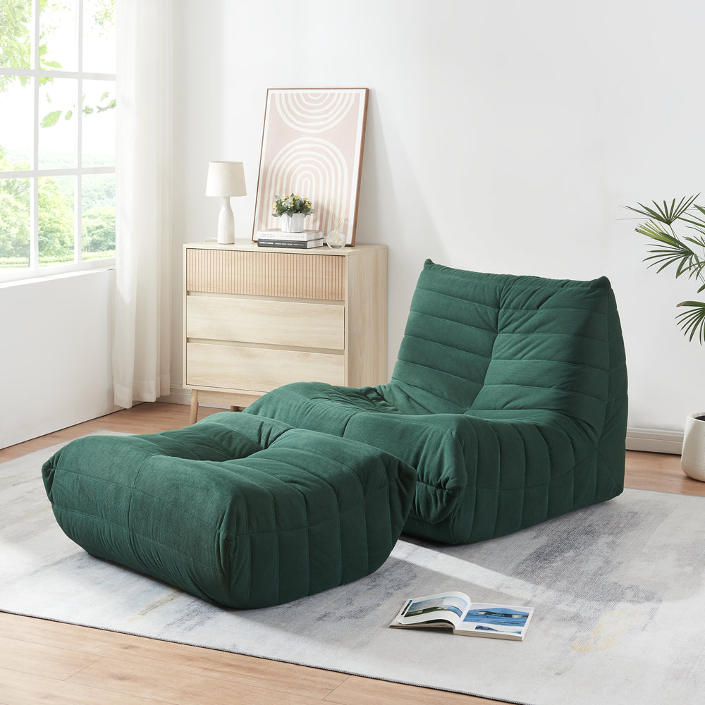 Set Kodsø di Poltrona Bassa e Pouf Poggiapiedi Imbottiti [en.casa]