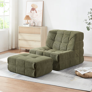Set Koskyvn di Poltrona Bassa e Pouf Poggiapiedi Imbottiti [en.casa]