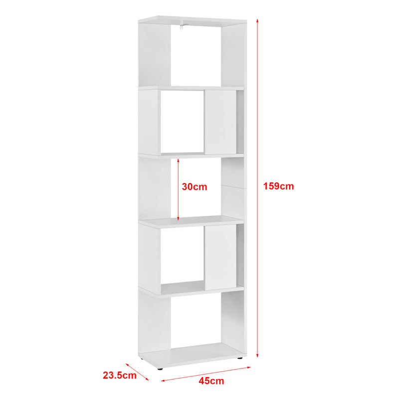 Schizzo in scala Libreria a 5 Ripiani 159 x 45 x 23,5 cm Scaffale in Design Moderno Mobile Portaoggetti per Soggiorno - Vari Colori