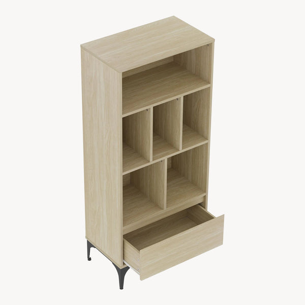 Libreria Kistiandi con 6 Vani Aperti e Cassetto 137 x 60 x 35 cm [en.casa]