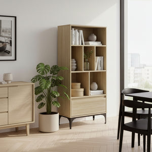 Libreria Kistiandi con 6 Vani Aperti e Cassetto 137 x 60 x 35 cm [en.casa]