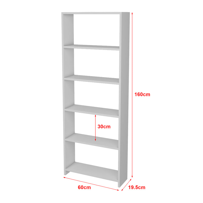 Schizzo in scala Libreria a 5 Ripiani 'Svinninge' Scaffale da Terra - Varie Misure - Mobile Espositore - Bianco [en.casa] 