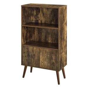 Mobile per Soggiorno con Armadietto e Ripiani 113 x 60 x 30 cm Libreria / Scaffale / Mobile a Terra con Ante Apertura a Pressione Push-to-Open - 4 Gambe in Legno Massiccio - Effetto Legno Scuro