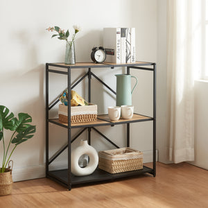 Scaffale pieghevole Telemark 81x68x38 cm Nero/Rovere - Aspetto [en.casa] - premiumXL