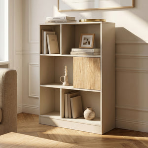 Libreria Karena 112x70x30 cm Bianco crema/effetto quercia [en.casa]