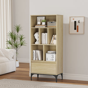 Libreria Kistiandi con 6 Vani Aperti e Cassetto 137 x 60 x 35 cm [en.casa]