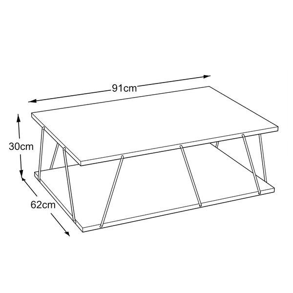Tavolino da Salotto Tavolino Basso da Caffè 91 x 62 x 30 cm Tavolino Rettangolare con 2 Piani di Appoggio - Vari Colori [en.casa]
