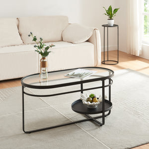 Tavolino da salotto Kumla con piano in vetro [en.casa] - premiumXL