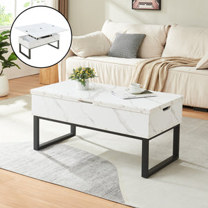 Tavolino Rauli con piano sollevabile e spazio di stoccaggio 100x50x47 cm [en.casa]