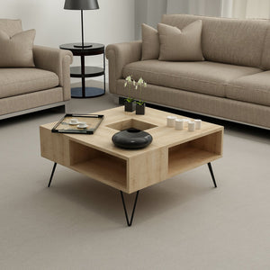 Tavolino Gråsten con scomparti Saphir Quercia / Nero [en.casa]