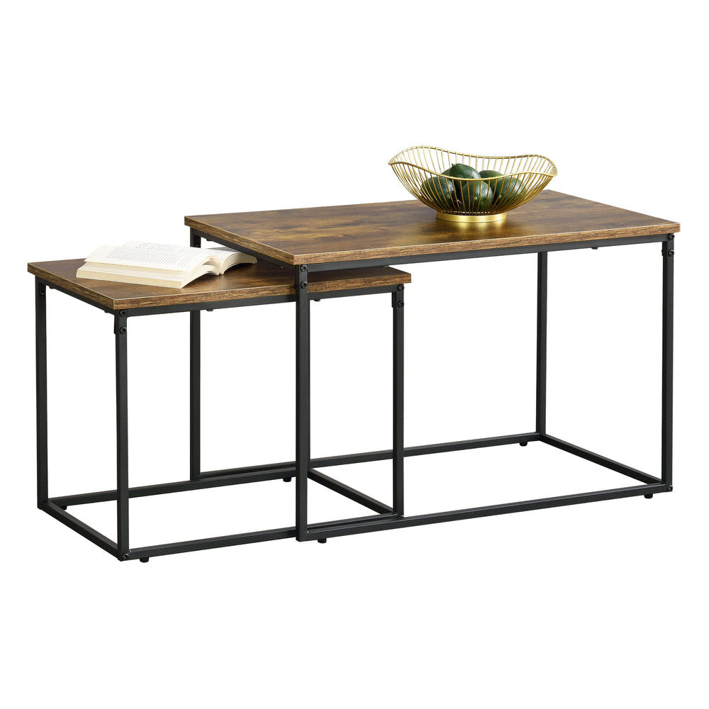 Set di tavolini Härnösand 2 pezzi tonalità legno scuro [en.casa] - premiumXL