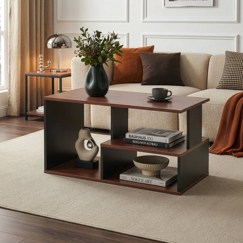 Tavolino Trond 80x40x42 cm Nero/Noce [en.casa]