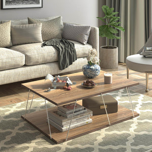 Tavolino da Salotto Tavolino Basso da Caffè 91 x 62 x 30 cm Tavolino Rettangolare con 2 Piani di Appoggio - Vari Colori [en.casa]