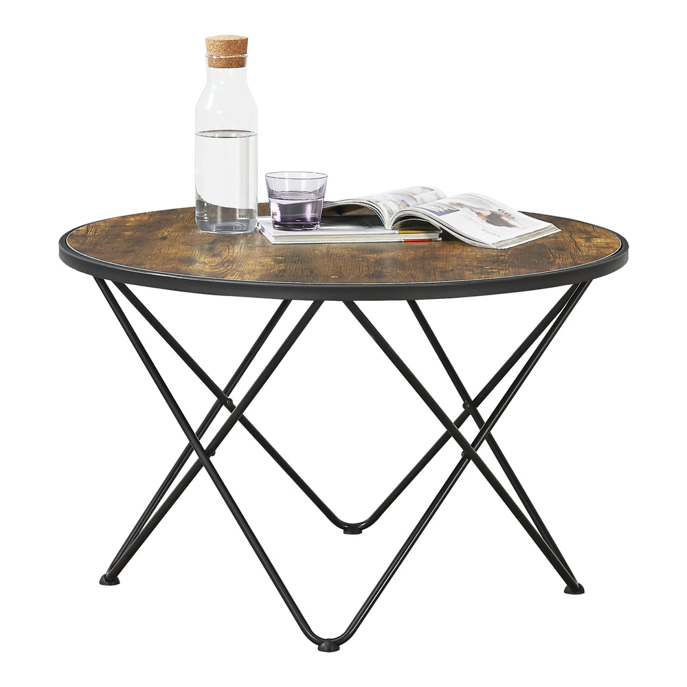Tavolino da salotto Goskamark 80x50 cm struttura in acciaio tonalità legno scuro [en.casa] - premiumXL