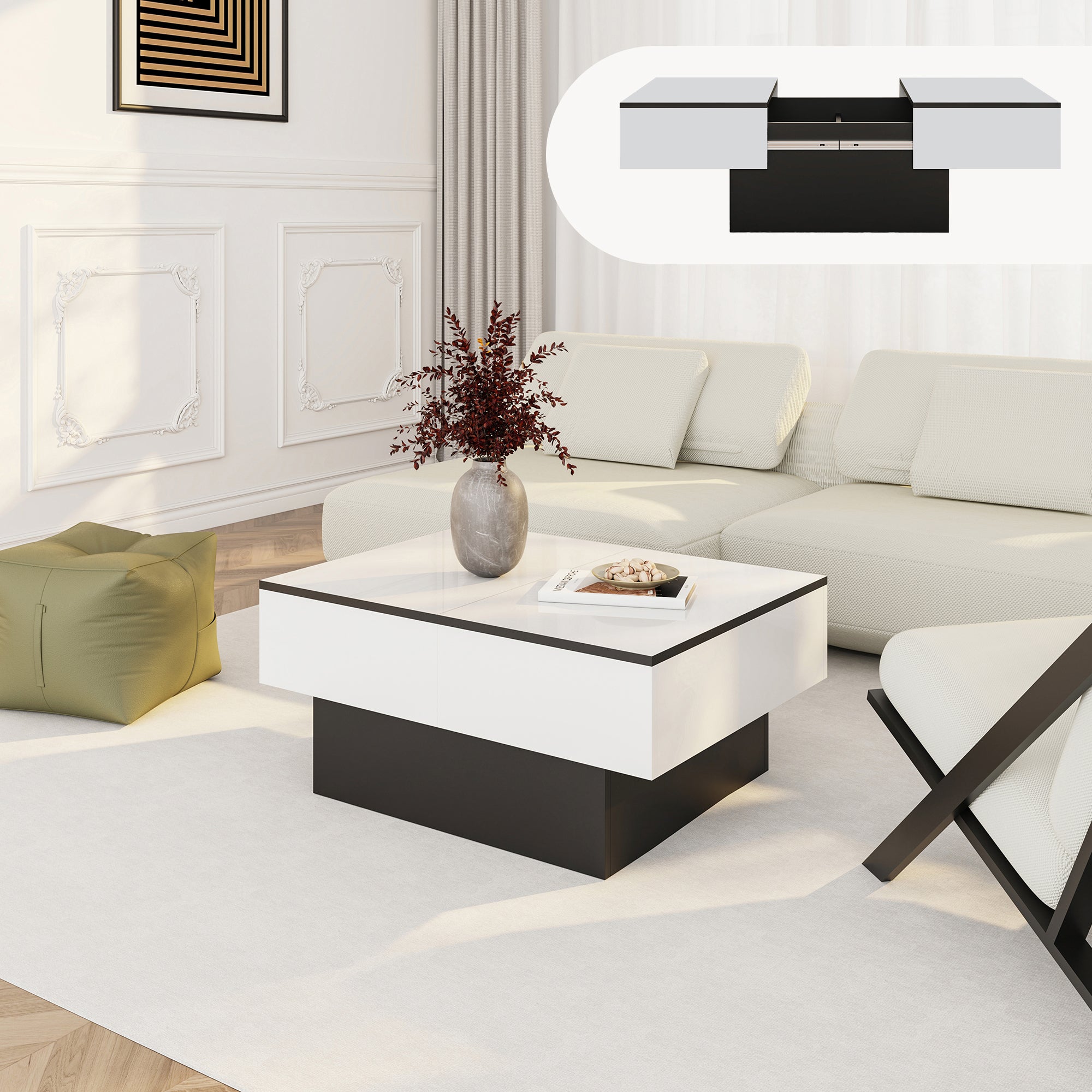 Tavolino Da Salotto Rettangolare DanDiBo In Metallo 110x50x40 Cm, Colore Nero, Moderno E Robusto