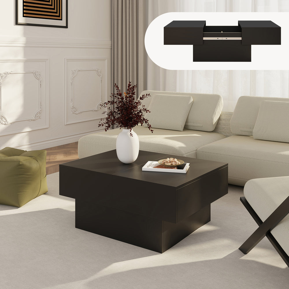 Tavolino Centrale Lens da Salotto con Piano Scorrevole 80 x 60 x 36 cm [en.casa]