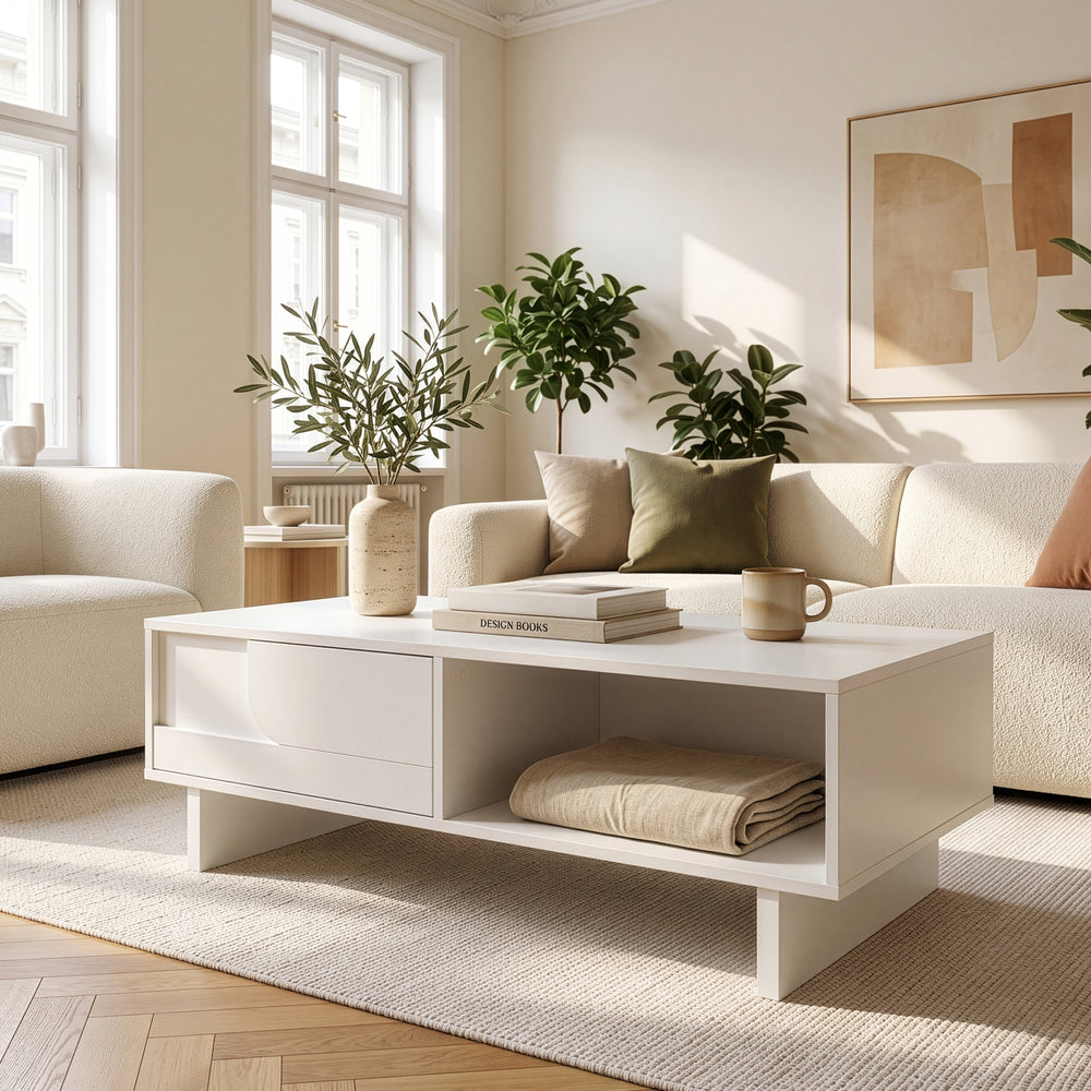 Tavolino da Salotto Katanshumn con Cassetto e 2 Vani Aperti 110 x 55 x 39 cm [en.casa] 