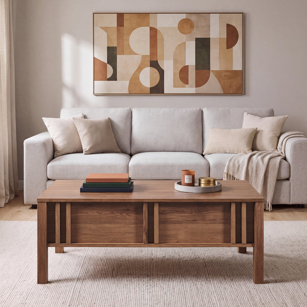 Tavolino da Salotto Kilmandar con Piano Sollevabile 105x59x40 cm - Effetto Noce [en.casa] 