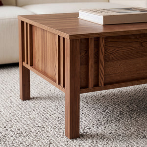 Tavolino da Salotto Kilmandar con Piano Sollevabile 105x59x40 cm - Effetto Noce [en.casa] 