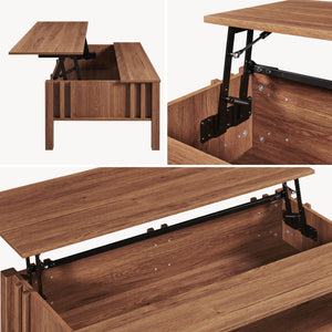 Tavolino da Salotto Kilmandar con Piano Sollevabile 105x59x40 cm - Effetto Noce [en.casa] 