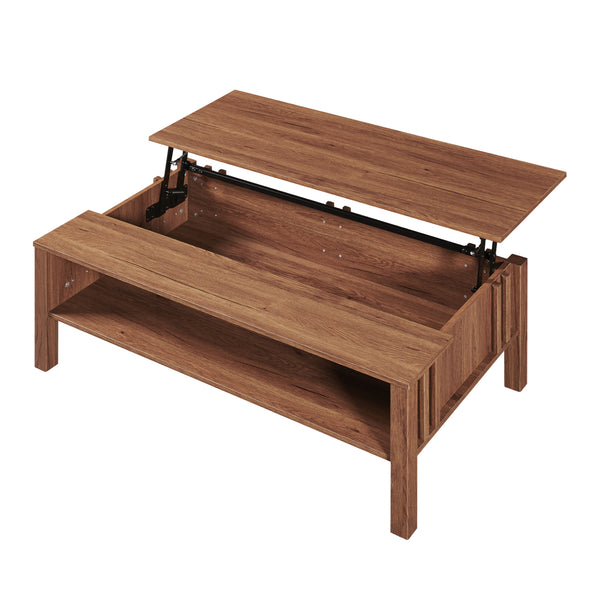 Tavolino da Salotto Kilmandar con Piano Sollevabile 105x59x40 cm - Effetto Noce [en.casa] 