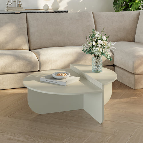 Tavolino Basso da Salotto Tondesdaslo con 2 Piani Semicircolari di Diverse Misure [en.casa]
