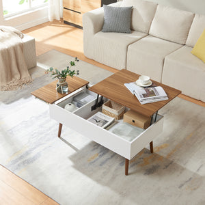 Tavolino da Salotto Flesen con Piano Sollevabile e Scomparti 92 x 52 x 41 cm [en.casa]