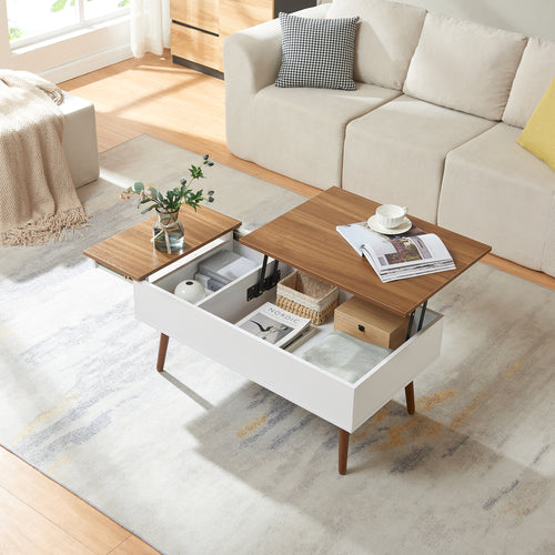 Tavolino da Salotto Flesen con Piano Sollevabile e Scomparti 92 x 52 x 41 cm [en.casa]