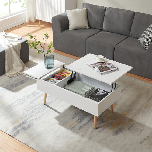 Tavolino da Salotto Flesen con Piano Sollevabile e Scomparti 92 x 52 x 41 cm [en.casa]