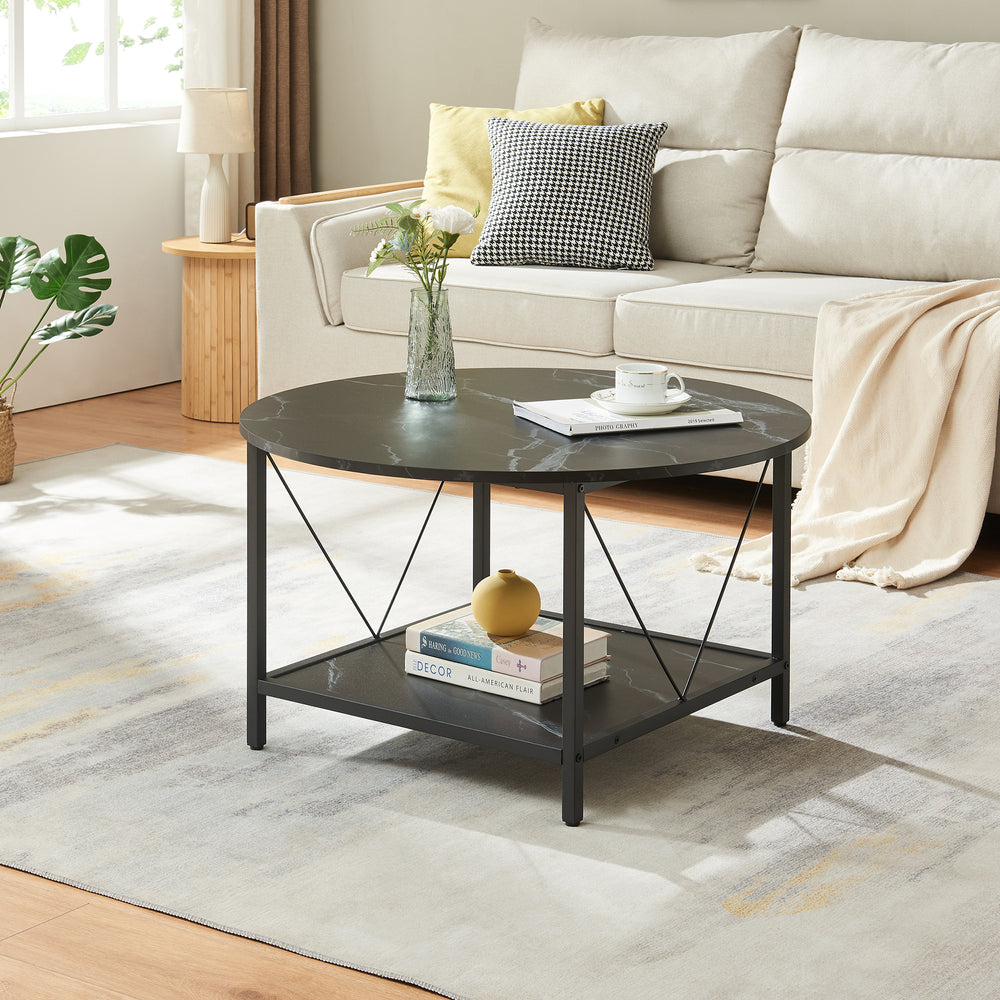 Tavolino da Caffè Filem con Piano Rotondo e Ripiano ØxA: 80 x 46 cm [en.casa]