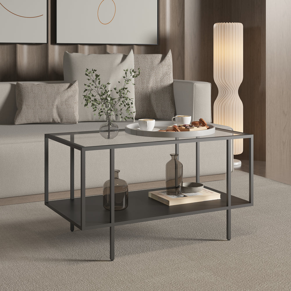 Tavolino Nynna 90x50x50 cm Nero [en.casa]