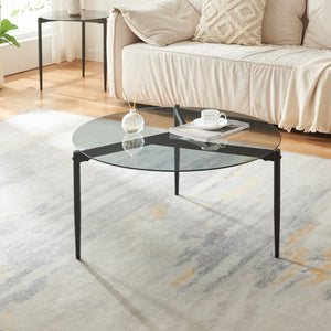 Tavolino da Salotto Ulökantaa con Piano Rotondo in Vetro Fumé - Vari Colori [en.casa]