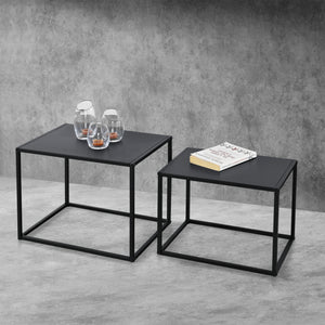Tavolino laterale Archsum set da 2 rettangolari design industriale nero [en.casa]