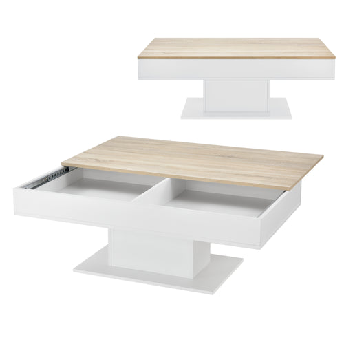 Tavolino da salotto Lünen 40x110x60cm con 2 vani portaoggetti effetto rovere bianco en.casa - premiumXL