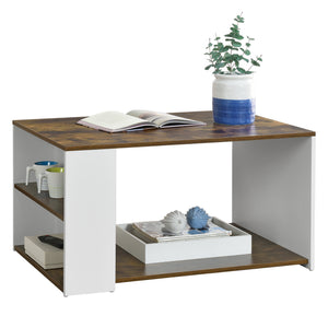 Tavolino da caffè/da Divano 48 x 90 x 59 cm Tavolo Basso da Salotto/Soggiorno in Forma Rettangolare con 2 Ripiani Laterali - Vari Colori