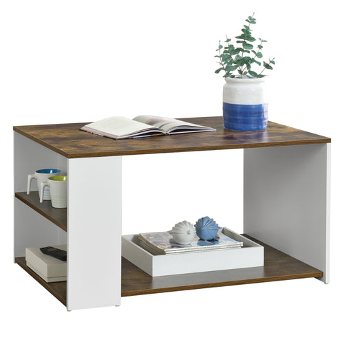 Tavolino da caffè/da Divano 48 x 90 x 59 cm Tavolo Basso da Salotto/Soggiorno in Forma Rettangolare con 2 Ripiani Laterali - Vari Colori